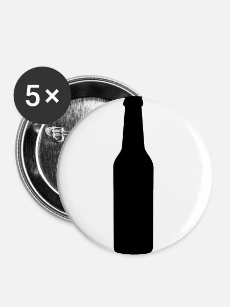 0,33 Bierflasche - Buttons groß 56 mm (5er Pack) - Weiß