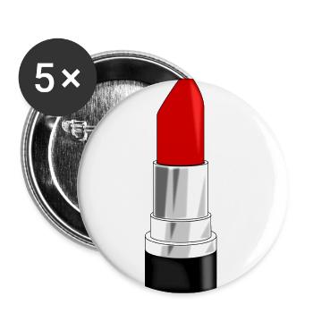 lipstick - Lippenstift rot - Buttons groß 56 mm (5er Pack) - Weiß - Vorne