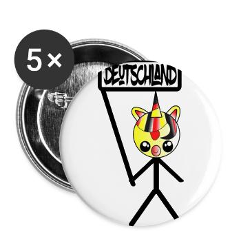 Lustiges Strichmännchen, Fußball Fan , Deutschland - Buttons groß 56 mm (5er Pack) - Weiß - Vorne