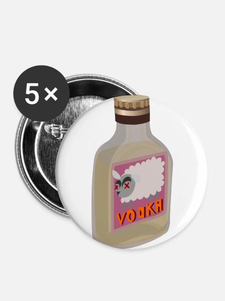 Wodkaflasche - Buttons groß 56 mm (5er Pack) - Weiß