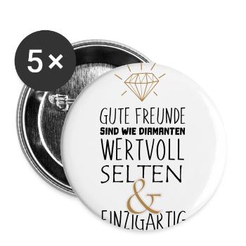 Gute Freunde sind wie Diamanten Geschenk Idee - Buttons groß 56 mm (5er Pack) - Weiß - Vorne