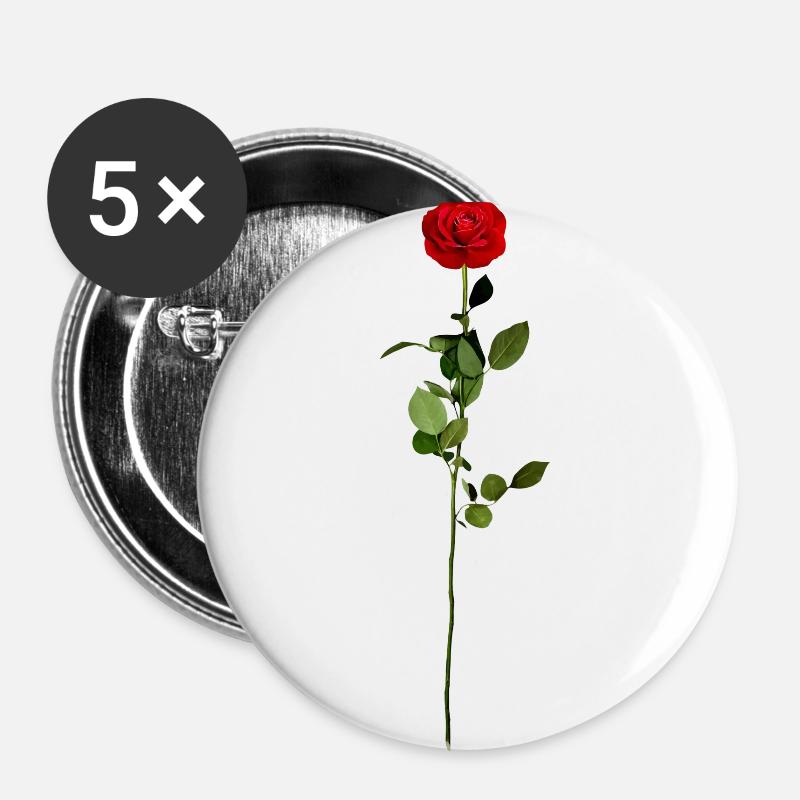 Flower rose red rose - Buttons large 2.2''/56 mm (5-pack) - white