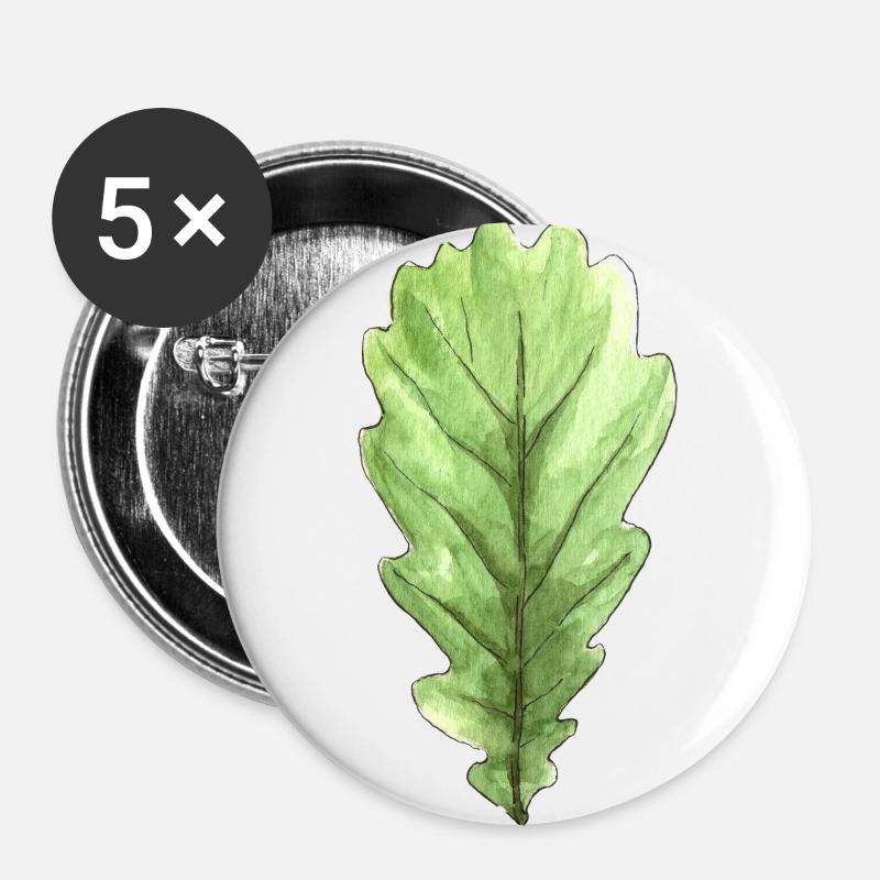Leaf of an oak - Buttons large 2.2''/56 mm (5-pack) - white