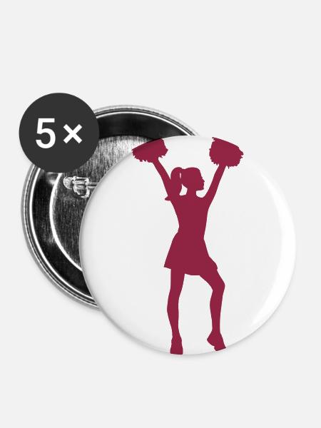 Cheerleader - Buttons groß 56 mm (5er Pack) - Weiß