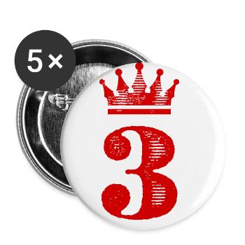 3 Zahl Krone - Buttons groß 56 mm (5er Pack) - Weiß - Vorne