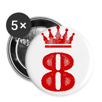 8 Zahl Krone - Buttons groß 56 mm (5er Pack) - Weiß - Vorne