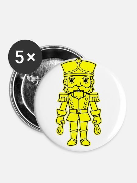 Nussknacker Weihnachten - Buttons groß 56 mm (5er Pack) - Weiß