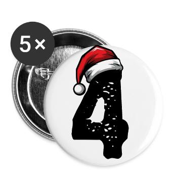 4 Numéro de Noël - Lot de 5 grands badges (56 mm) - blanc - Devant