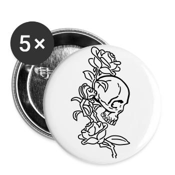 skull and roses es123 - Buttons groß 56 mm (5er Pack) - Weiß - Vorne