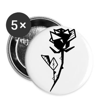 Rose Symbole amour - Lot de 5 grands badges (56 mm) - blanc - Devant