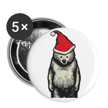 Polar bear, bear, Christmas, funny, cool - Buttons large 2.2''/56 mm (5-pack) - white - Front