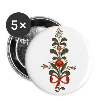 Strauß aus Dalarna - Buttons groß 56 mm (5er Pack) - Weiß - Vorne