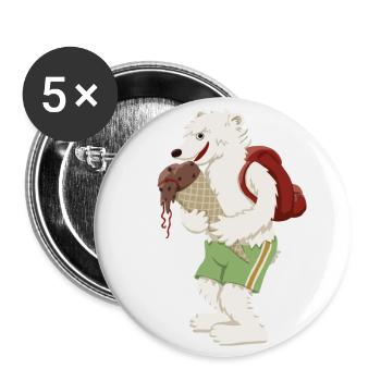Eisbär Schultüte - Buttons groß 56 mm (5er Pack) - Weiß - Vorne