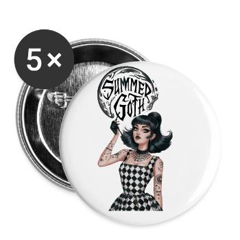 Summer Goth für Gothik Fans - Buttons groß 56 mm (5er Pack) - Weiß - Vorne
