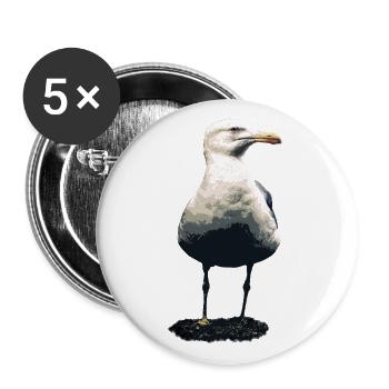 Möwe - Buttons groß 56 mm (5er Pack) - Weiß - Vorne
