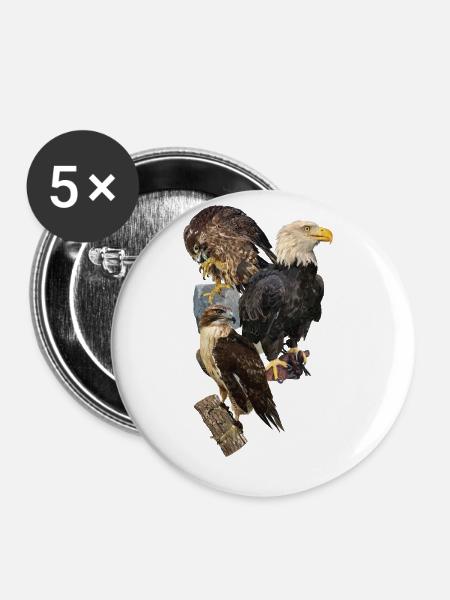 Raubvogel - Buttons groß 56 mm (5er Pack) - Weiß