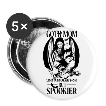 GOTH MOM LIKE NORMAL MAMA GOTHIC SATANISMUS - Buttons groß 56 mm (5er Pack) - Weiß - Vorne