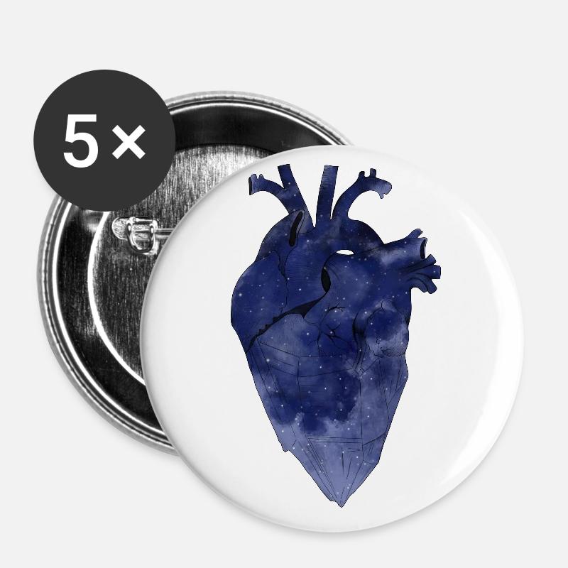 Heart - Buttons large 2.2''/56 mm (5-pack) - white