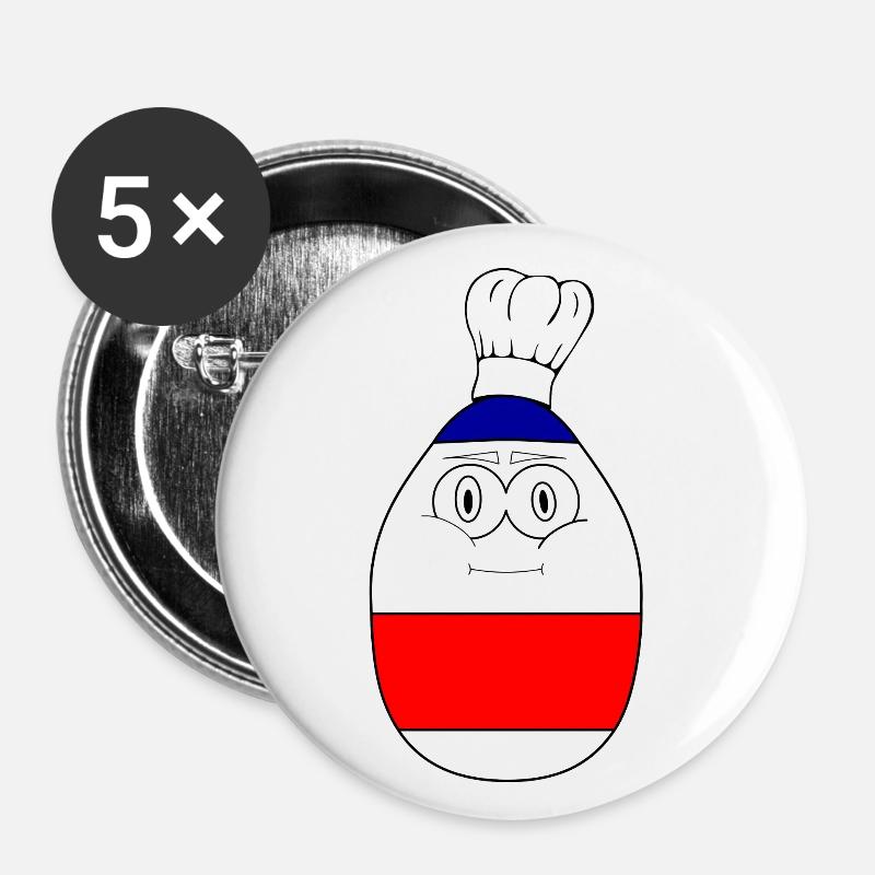 DARUMA cuisinier - Lot de 5 grands badges (56 mm) - blanc