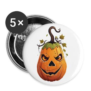 Lustiger Halloween Kürbis Kinderdesign - Buttons groß 56 mm (5er Pack) - Weiß - Vorne