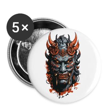 Demonic Oni Mask Halloween Horror Design - Buttons large 2.2''/56 mm (5-pack) - white - Front