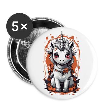Ghostly Vampire Unicorn - Halloween Design - Buttons large 2.2''/56 mm (5-pack) - white - Front