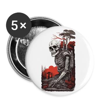 Okkulte Steampunk Apokalypse Gothic Skelet Design - Buttons groß 56 mm (5er Pack) - Weiß - Vorne