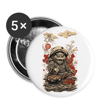 Yokai Ukiyo-E Stil Retro Japanische Kunst - Buttons groß 56 mm (5er Pack) - Weiß - Vorne