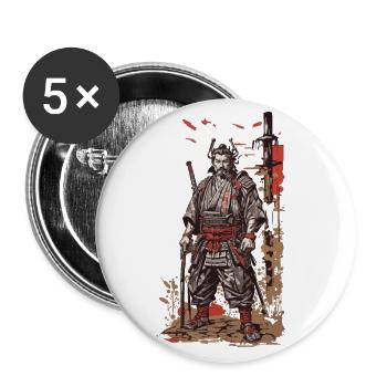 Vintage Samurai Retro Japan Flair - Buttons groß 56 mm (5er Pack) - Weiß - Vorne