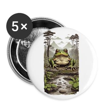 Frosch im Tropischen Regenwald Urwald Design - Buttons groß 56 mm (5er Pack) - Weiß - Vorne