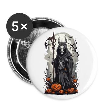 Le magicien noir Grim Reaper à Halloween - Lot de 5 grands badges (56 mm) - blanc - Devant