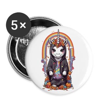 Sort de licorne d’Halloween et fête arc-en-ciel - Lot de 5 grands badges (56 mm) - blanc - Devant