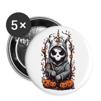 Kawaii Unicorn Grim Reaper Halloween Spell - Buttons large 2.2''/56 mm (5-pack) - white - Front
