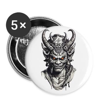 Oni Dämon Japan Tradition an Halloween - Buttons groß 56 mm (5er Pack) - Weiß - Vorne