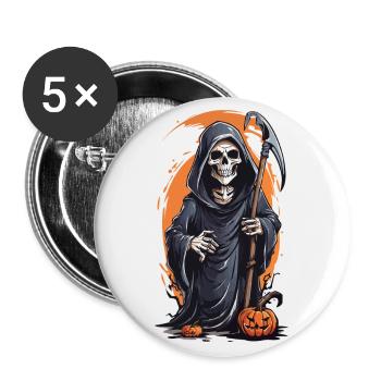 Little Halloween Grim Reaper Funny October - Buttons large 2.2''/56 mm (5-pack) - white - Front