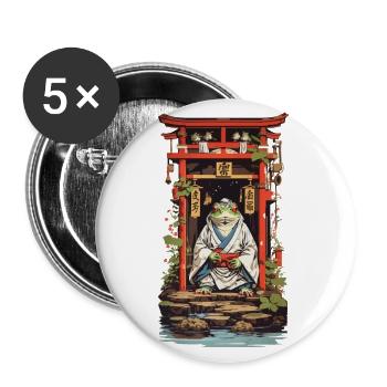 Grenouille fantaisie dans le design rétro du Temple Japon - Lot de 5 grands badges (56 mm) - blanc - Devant