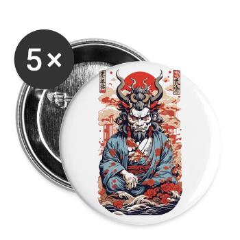 Oni Demon Anime Streetwear Retro Design Aesthetic - Buttons large 2.2''/56 mm (5-pack) - white - Front