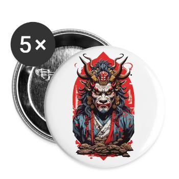 Yokai Ukiyo-e Retro Anime Kunststil - Buttons groß 56 mm (5er Pack) - Weiß - Vorne