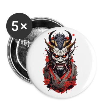 Japonais Oni Démon Rétro Manga Style de conception - Lot de 5 grands badges (56 mm) - blanc - Devant
