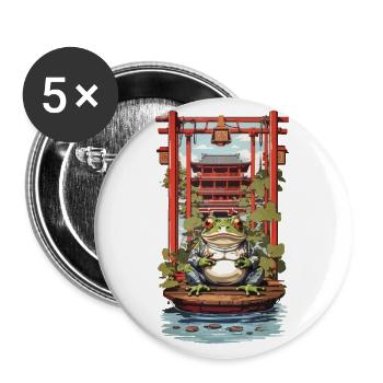Japanese Lucky Charm Frog Aesthetic Design - Buttons large 2.2''/56 mm (5-pack) - white - Front