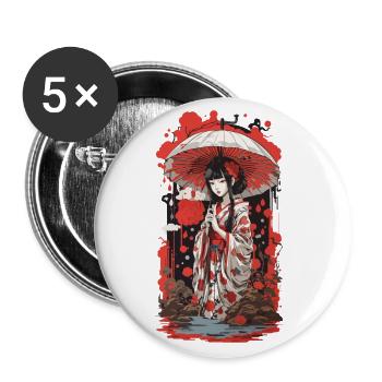 Japanese Ukiyo-E Aesthetic Retro Design Style - Buttons large 2.2''/56 mm (5-pack) - white - Front