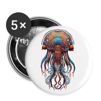 Jellyfish Sea Mandala Meditation Spirituality - Buttons large 2.2''/56 mm (5-pack) - white - Front