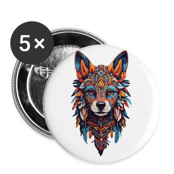 Shaman Dog Spirit Bohemian Design - Buttons large 2.2''/56 mm (5-pack) - white - Front