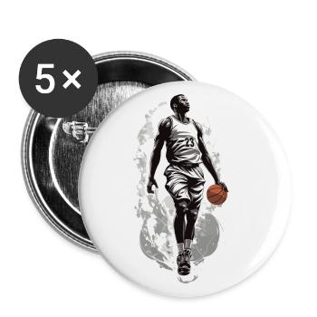 Basketball Dribbling Dynamik Streetwear Design - Buttons groß 56 mm (5er Pack) - Weiß - Vorne