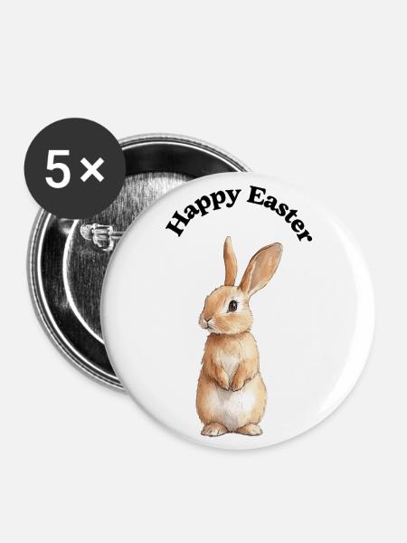 Happy Eastern - Buttons groß 56 mm (5er Pack) - Weiß
