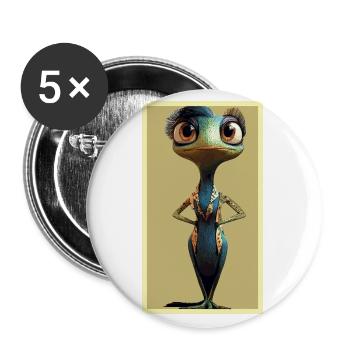 Pfau Chamäleon - Buttons groß 56 mm (5er Pack) - Weiß - Vorne