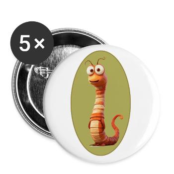 Wurm - Buttons groß 56 mm (5er Pack) - Weiß - Vorne