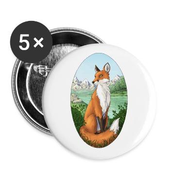 Fuchs in der Natur - Buttons groß 56 mm (5er Pack) - Weiß - Vorne