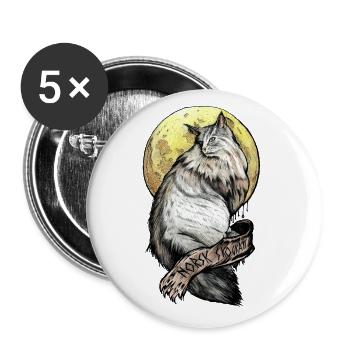 Norwegische Waldkatze 2 - Buttons groß 56 mm (5er Pack) - Weiß - Vorne