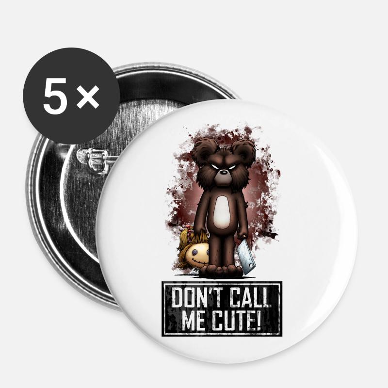 Teddy - Don't Call Me Cute (Color) - Buttons large 2.2''/56 mm (5-pack) - white